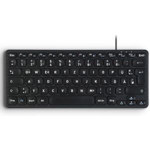 Perixx PERIBOARD-416 DE, kabelgebunden, USB Mini Tastatur mit 4 Hubs, schwarz