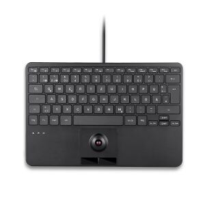 Perixx PERIBOARD-427 H DE, USB-Mini-Tastatur, Trackball, Hintergrundbeleuchtung