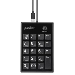 Perixx PERIPAD-202C, USB-C Nummernblock mit 2x USB-A Hub, schwarz