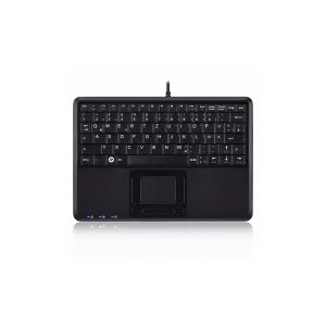 Perixx PERIBOARD-510 H PLUS FR, Mini USB-Tastatur, Touchpad, Hub, schwarz