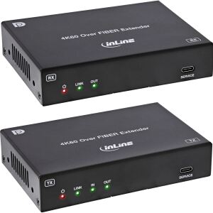 InLine KVM Extender, DP 4K/60Hz, Fiber Singlemode, 10km, Set