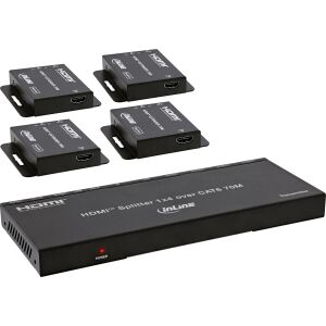 InLine Video Splitter/Extender, 1x4, Cat.6, HDMI 4K/30Hz, Kit, mit Empfängern