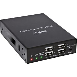 InLine USB 2.0 Host/Device Extender over IP, Einzelgerät, RJ45 / SFP