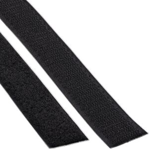 InLine Klettband, selbstklebend, Haken-/Flauschband, 25mm x 25m, schwarz