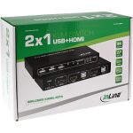 InLine KVM Desktop Switch, 2-fach, HDMI 4K2K, USB 2.0 Hub, mit Audio