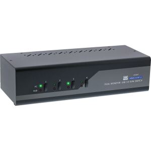 InLine KVM Desktop Switch, 4-fach, Dual Monitor, DP + HDMI, 4K, USB 3.0, Audio