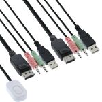 InLine KVM Switch, 2-fach, Displayport 1.2, 4K, USB, mit Audio, integr. Kabel