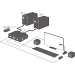 InLine KVM Switch, 2-fach, Displayport 1.2, 4K, USB, mit Audio, integr. Kabel