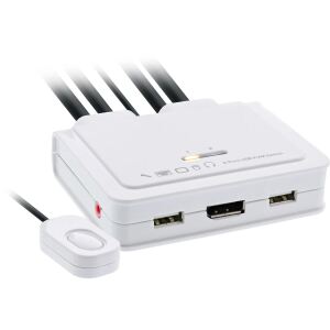 InLine KVM Switch, 2-fach, USB-C zu DisplayPort 1.2, 4K, Audio, integr. Kabel