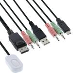 InLine KVM Switch, 2-fach, USB-C+DP zu DisplayPort, 4K, Audio, integr. Kabel