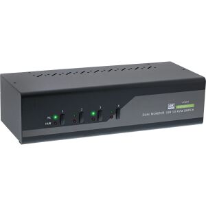InLine KVM Desktop Switch, 4-fach, Dual-Monitor DP 1.2, 4K, USB 3.0, Audio