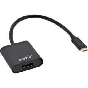 InLine USB Display Konverter, USB-C Stecker zu DisplayPort 4K/60Hz schwarz