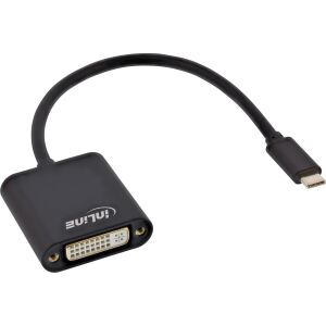 InLine USB Display Konverter, USB-C Stecker zu DVI Buchse, schwarz
