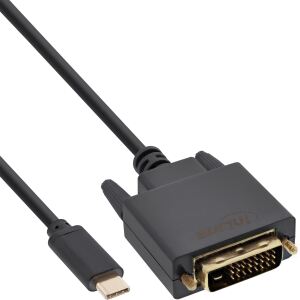 InLine USB Display Kabel, USB-C Stecker zu DVI Stecker, 1m