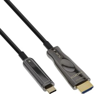 InLine USB-C auf HDMI AOC Kabel, 4K 60 Hz, DP Alt Mode, 50 m