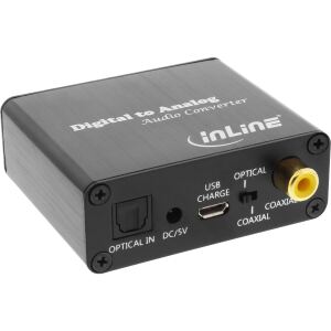InLine Audio DA-Wandler, Toslink & Cinch Eingang zu Cinch Stereo Ausgang, USB