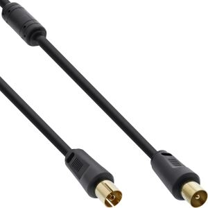 InLine Antennenkabel Premium, 2x geschirmt, mit Filter, >85dB, schwarz, 2m