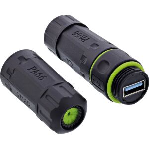 InLine USB-A-Kabelkupplung, IP68, 2x USB-A Buchse, geschirmt, M20