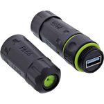InLine USB-A-Kabelkupplung, IP68, 2x USB-A Buchse, geschirmt, M20
