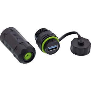 InLine USB-A-Kabelkupplung, kurz, IP68, 2x USB-A Buchse, geschirmt