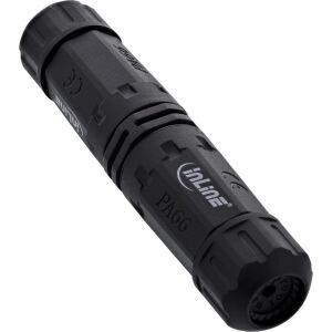 InLine Netzkabelkupplung, IP68, 3pol, 2-Wege, M20, schwarz
