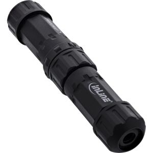 InLine Netzkabelkupplung, IP68, 3pol, Stecker/Buchse, M20, schwarz