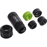 InLine Netzkabelkupplung, IP68, 3pol, Stecker/Buchse, M20, schwarz