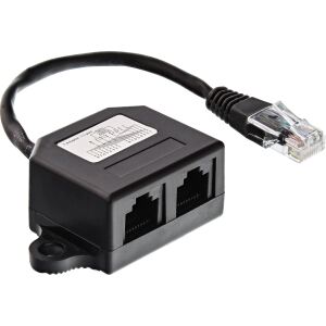 InLine ISDN Verteiler, 2x RJ45 BU, 15cm Kabel, mit Endwiderständen, montierbar