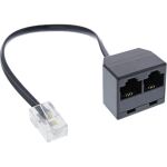 InLine ISDN Verteiler 1x RJ45 ST / 2x RJ45 BU, (8P4C), o. Endwiderstände, 0,15m
