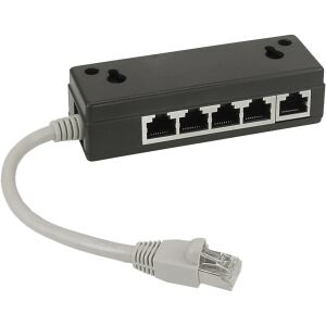 InLine ISDN Verteiler, 5x RJ45 Buchse, 15 cm Kabel, Endwiderstände, schwarz