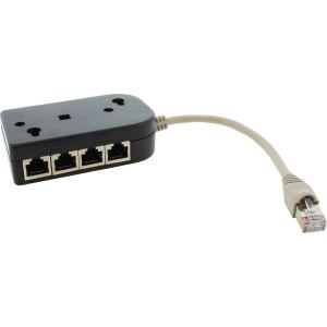 InLine ISDN Verteiler, 8x RJ45 Buchse, mit Endwiderständen, schwarz, 15 cm