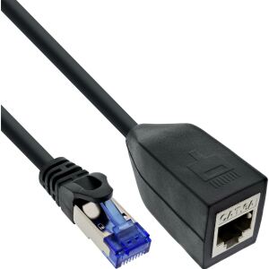 InLine RJ45 Schnittstellenschutz Cat.6A S/FTP, RJ45 St./Bu., schwarz, 0,2m