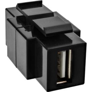 InLine USB 2.0 Snap-In Einsatz, USB A Buchse/ B Buchse, schwarzes Gehäuse