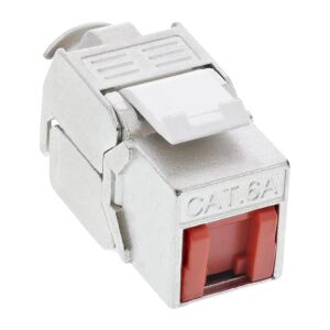 InLine Keystone RJ45 Buchse, SNAP-In, Cat.6a, mit Staubschutz rot