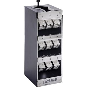 InLine Cat.6A Keystone-Verteilerkasten, Wand-/Hutschiene, STP, 9 Port