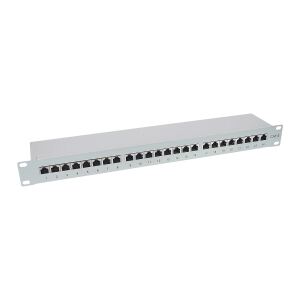InLine Patchfeld Cat.6, 24-fach, 48,26cm (19"), 1HE, lichtgrau, RAL7035