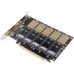 InLine Schnittstellenkarte, PCIe x16 zu 5x M.2 Key B SATA, inkl. Low-Profile