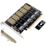 InLine Schnittstellenkarte, PCIe x16 zu 5x M.2 Key B SATA, inkl. Low-Profile