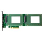 InLine PCIe Karte zu 2x intern U.2 NVMe SFF-8639 – Bifurcation, PCIe x8, schmal