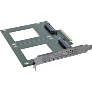 InLine PCIe Karte zu 2x intern U.2 NVMe SFF-8639 – Bifurcation, PCIe x8, breit