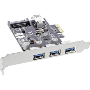 InLine Schnittstellenkarte, 3x+1x USB 3.2 Gen.1, PCIe, SATA + LP-Slotblech