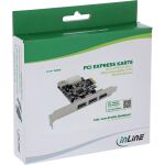 InLine PCIe Karte, 3x+1x USB 3.2 Gen.1, Molex kompatibler 4pol Stromanschluss