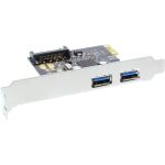 InLine Schnittstellenkarte, 2x USB 3.2 Gen.1, PCIe, mit SATA Strom