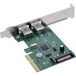 InLine Schnittstellenkarte, 2x USB-A 3.2 Gen. 2 (10 Gb/s), PCIe x4, SATA