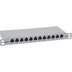 InLine 10" Patchfeld Cat.6A 0,5HE 12-fach, lichtgrau, RAL7035, mit Staubschutz