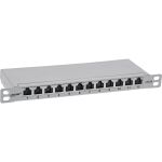 InLine 10" Patchfeld Cat.6A 0,5HE 12-fach, lichtgrau, RAL7035, mit Staubschutz