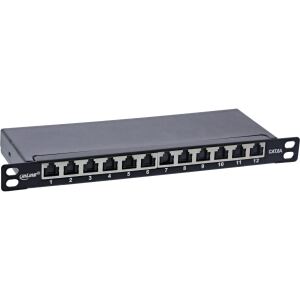 InLine 10" Patchfeld Cat.6A 0,5HE 12-fach, schwarz, mit Staubschutz