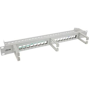 InLine Patchfeld 16-fach, Keystone Leerblech mit 3 Bügeln, 19", 1HE, grau