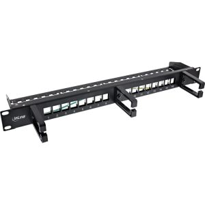 InLine Patchfeld 16-fach, Keystone Leerblech mit 3 Bügeln, 19", 1HE, schwarz