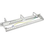 InLine Patchfeld Cat.6A 16-fach, mit 3 Bügeln, 16 Keystones, 19", 1HE, grau